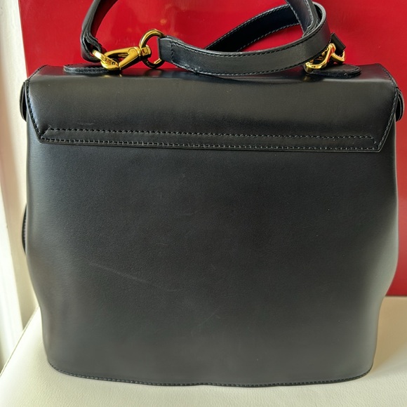 Salvatore Ferragamo Black Leather Handbag, Gold Hardware, free LV lock & key - Picture 5 of 16